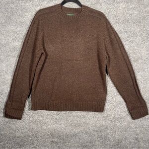 R&R Casuals Mens Medium Brown Lambs Wool Vintage Knit Pullover Crewneck Sweater‎